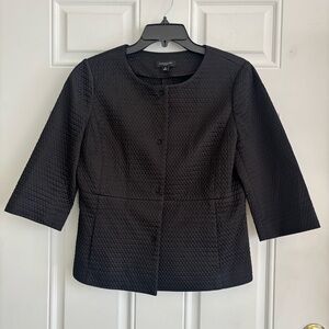 Ann Taylor Black Quilted 3/4 Sleeve Lightweight Jacket, Size 8